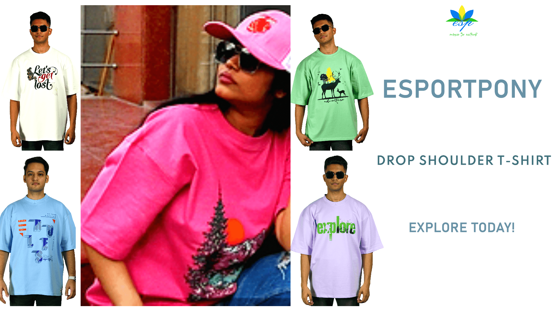 Elevate your wardrobe with Esportpony Drop Shoulder T-shirt