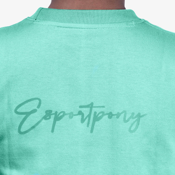 mint green sweatshirt back branding
