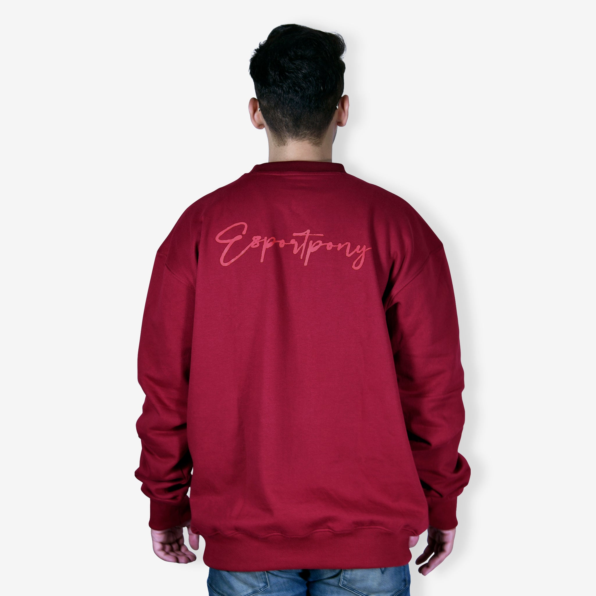 maroon oversized sweatshirt  back branding
